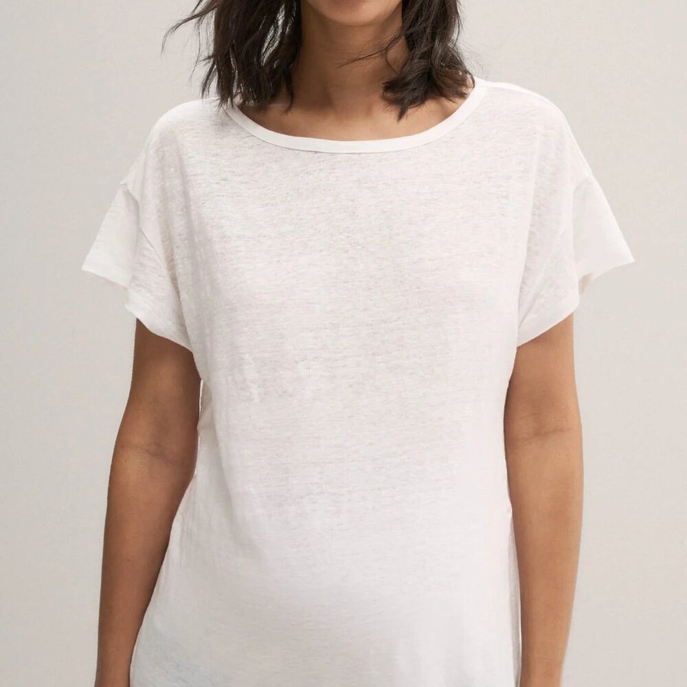 NWT, Hatch, The Everyday Linen Tee, white, size 2 (M)
